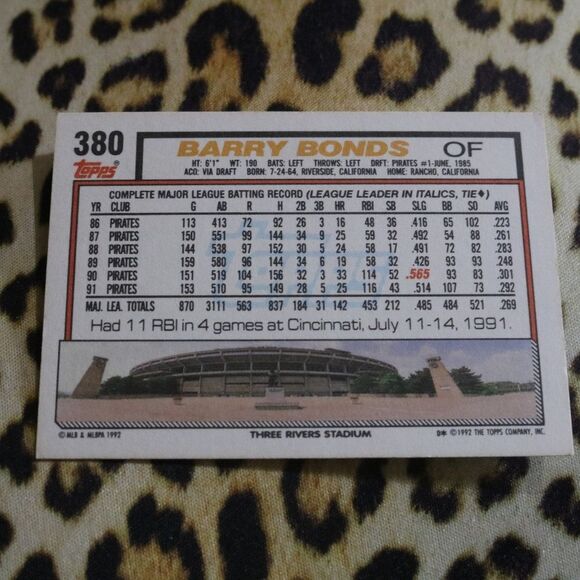 Barry Bonds #380 Baseball Card - Picture 2 of 2